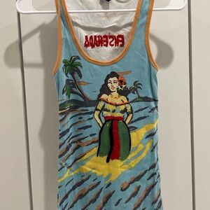 Knit Embroidery Beach Vacation Tank Top